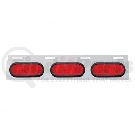 United Pacific 10659 Mud Flap Hanger - Mud Flap Plate, Top, Stainless, with 3 Oval Lights & Grommet, Red Lens