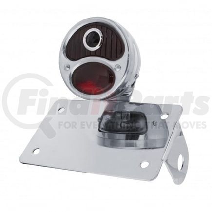 United Pacific 20322 Chrme Horizontal Side Mount LP Bracket, 1928 "DUO Lamp" Blue Dot Lens Tail Light