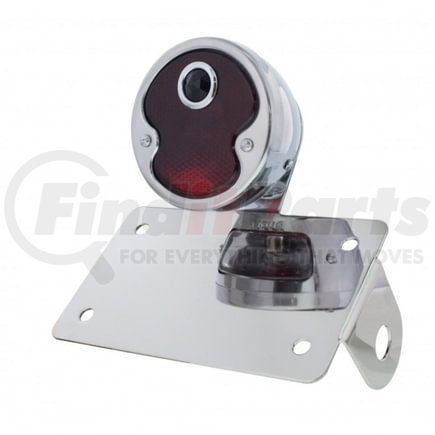 United Pacific 20323 Chrme Horizontal Side Mount LP Bracket, 1932 "DUO Lamp" Blue Dot Lens Tail Light