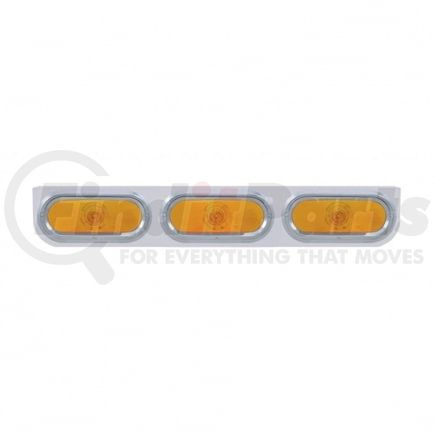 United Pacific 20384 Light Bar - Stainless Steel, with 3" x 6" Oval Lights, Incandescent, Amber, with Visor Style