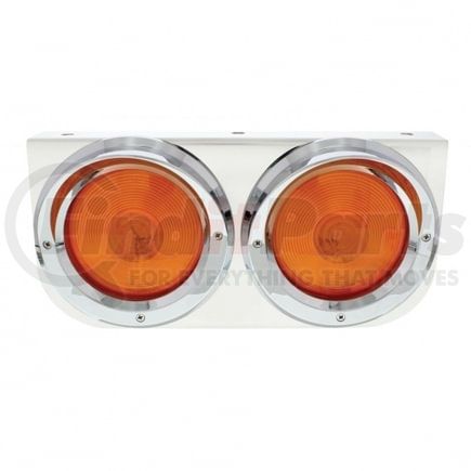 United Pacific 20390 Turn Signal Light - Stainless Light Bracket, with Two 4" Lights & Visors, Amber Lens