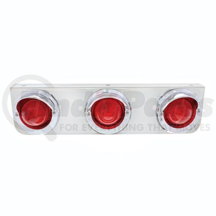 United Pacific 20500 Light Bar - Stainless, Beehive, with Bracket, Incandescent, Clearance/Marker Light, Red Lens, with Chrome Plastic Bezels and Visors