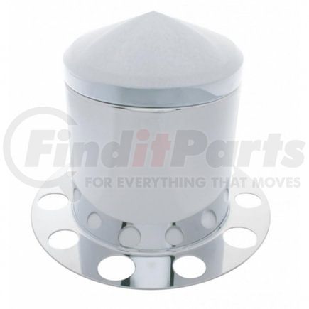 United Pacific 21224 Axle Hub Cover - Rear, Stainless, Pointed, with 1.5" Nut Cover - Steel Wheel