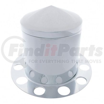 United Pacific 21225 Axle Hub Cover - Rear, Stainless, Pointed, with 1.5" Nut Cover, Aluminum Wheel