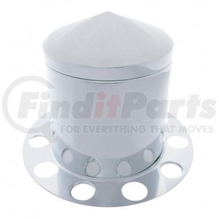 United Pacific 21225 Axle Hub Cover - Rear, Stainless, Pointed, with 1.5" Nut Cover, Aluminum Wheel