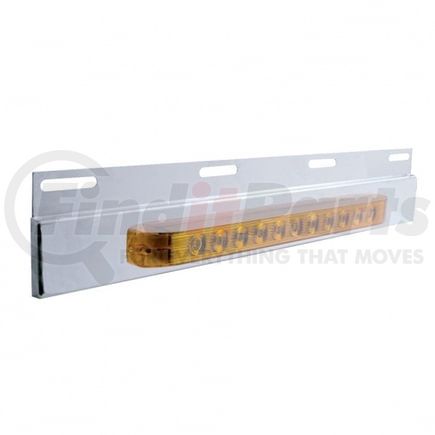 United Pacific 21421 Mud Flap Hanger - Mud Flap Plate, Top, Stainless, with 11 LED 17" Light Bar, Amber LED/Amber Lens