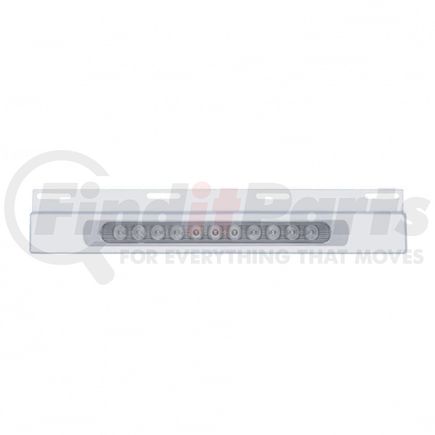 United Pacific 21428 Mud Flap Hanger - Mud Flap Plate, Top, Stainless, with 11 LED 17" Light Bar & Bezel, Red LED/Clear Lens