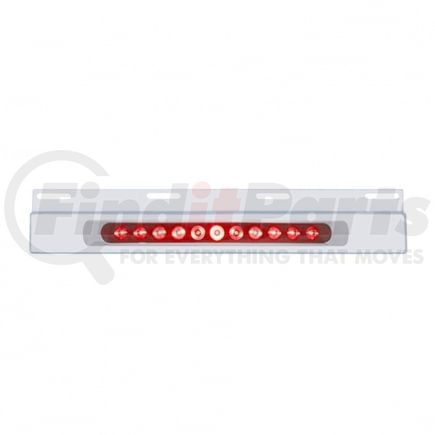 United Pacific 21426 Mud Flap Hanger - Mud Flap Plate, Top, Stainless, with 11 LED 17" Light Bar & Bezel, Red LED/Red Lens