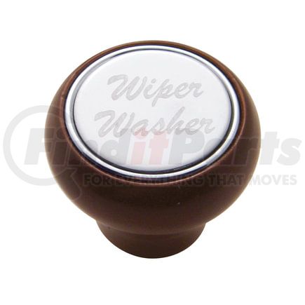 United Pacific 23381 Dash Knob - "Wiper/Washer" Wood Deluxe, Stainless Plaque