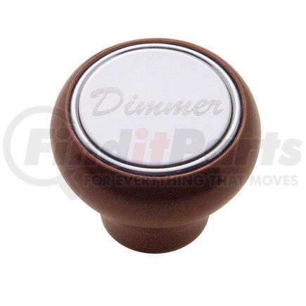 United Pacific 23384 Dash Knob - "Dimmer" Wood Deluxe, Stainless Plaque