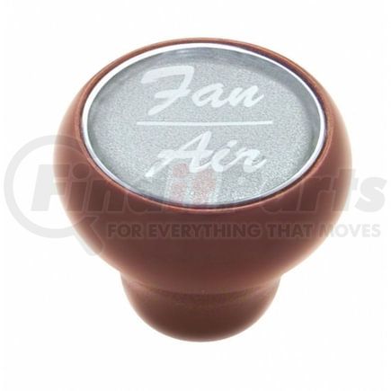 United Pacific 23541 Dash Knob - "Fan/Air" Wood Deluxe, Silver Glossy Sticker