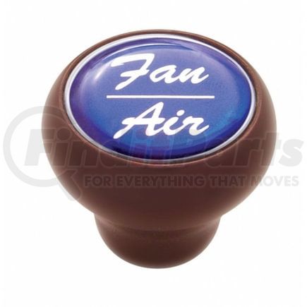 United Pacific 23537 Dash Knob - "Fan/Air" Wood Deluxe, Blue Glossy Sticker