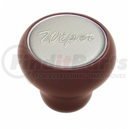 United Pacific 23559 Dash Knob - "Wiper" Wood Deluxe, Silver Glossy Sticker