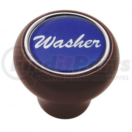 United Pacific 23549 Dash Knob - "Washer" Wood Deluxe, Blue Glossy Sticker