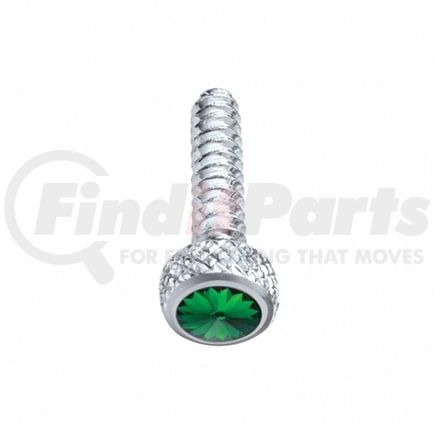 United Pacific 23841 Dash Panel Screw - 2-Pack, Chrome, Short, with Green Crystal, for Freightliner