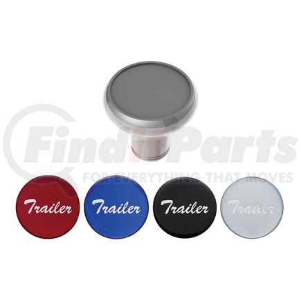 United Pacific 23939 Air Brake Valve Control Knob - Deluxe, Aluminum, Screw-On, with Multi-Color Glossy Trailer Sticker, Liquid Silver