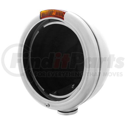 United Pacific 30370 Headlight Housing - Stainless Steel, "Classic", " Headlight No Bulb & Turn Signal Light, Amber Lens