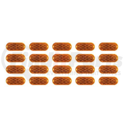 United Pacific 30711P20 Reflector - 20 Pieces, 4" x 2", Oval, Amber, Acrylic Lens, Quick Mount