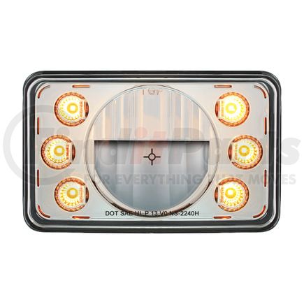 United Pacific 31238 Headlight - RH/LH, 4 x 6 in. Rectangle, High Beam, Bulb, with Dual Function 6 Amber LED Position Light