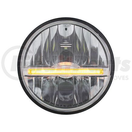 United Pacific 31259 Headlight - 9 High Power LED, Driver/Passenger Side, 5-3/4 in. Round, with Chrome Housing, High/Low Beam, with Amber LED Position Light Bar