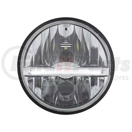 United Pacific 31267 Headlight - 9 High Power, LED, RH/LH, 5-3/4", Round, Chrome Housing, High/Low Beam, with White LED Position Light Bar