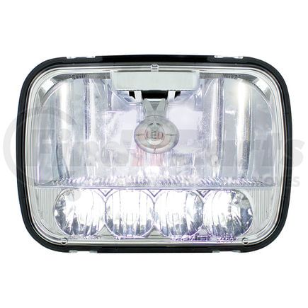 United Pacific 31297 Crystal Lens, 5 High Power LED Headlight - RH/LH, 5 x 7", Rectangle, Chrome Housing, High/Low Beam