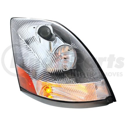United Pacific 35902 Competition Series Headlight Assembly - RH, Chrome Housing, High/Low Beam, H11/HB3/3157/914 Bulb, with Signal Light