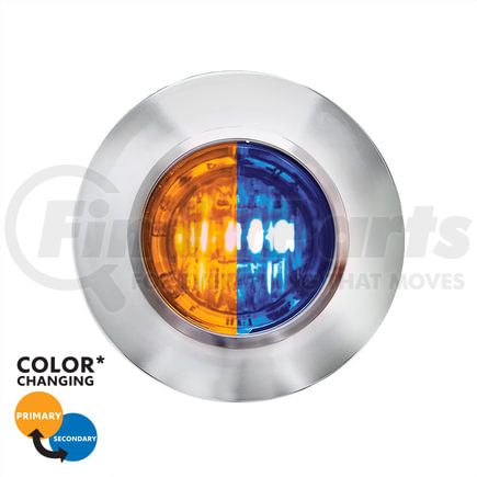 United Pacific 35928 Clearance Light - (2) Amber and Blue LED, Clear Lens, 3/4" Round, Mini, Double Fury