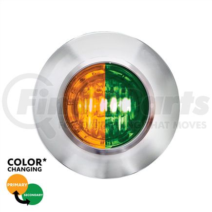 United Pacific 35929 Clearance Light - (2) Amber and Green LED, Clear Lens, 3/4" Round, Mini, Double Fury