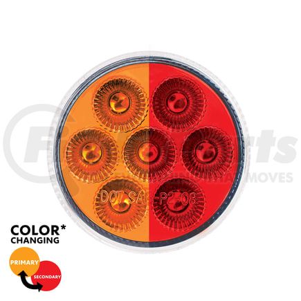 United Pacific 35940 Clearance Light - (7) Amber LED, Red Lens, 2", Round, Double Fury