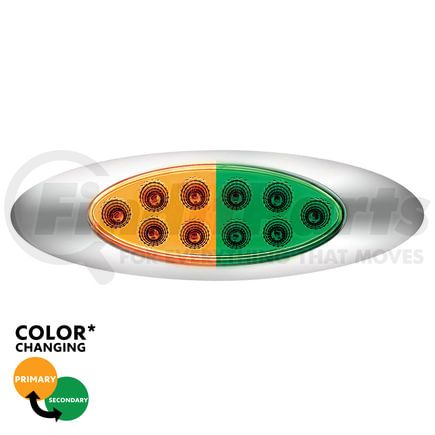 United Pacific 35956 Clearance Light - (10) Green LED, Clear Lens, Oval, Double Fury Light
