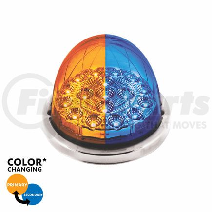 United Pacific 35974 Marker Light - (17) Amber and Blue LED, Clear Lens, Double Fury, Watermelon Style