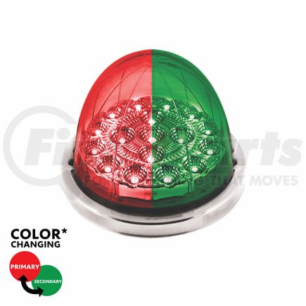 United Pacific 35980 Marker Light - (17) Red and Green LED, Clear Lens, Double Fury, Watermelon Style