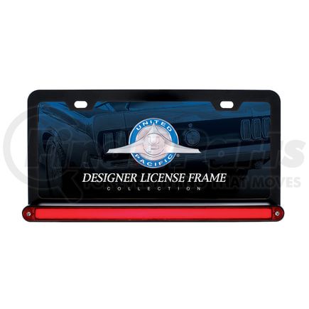 United Pacific 36481 License Plate Frame - Black, with 24 LED 12" "Glo" Light Bar, Red LED/Red Lens