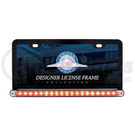 United Pacific 36479 License Plate Frame - Black, with 19 LED 12" Reflector Light Bar, Red LED/Clear Lens