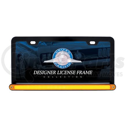 United Pacific 36480 License Plate Frame - Black, with 24 LED 12" "Glo" Light Bar, Amber LED/Amber Lens