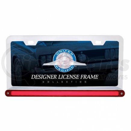 United Pacific 36497 License Plate Frame - Chrome, with 24 LED 12" "Glo" Light Bar, Red LED/Red Lens