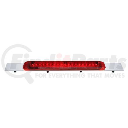 United Pacific 36713 Mud Flap Hanger - Mud Flap Plate, Top, Chrome, with 19 LED 17" Light Bar, Red LED/Red Lens