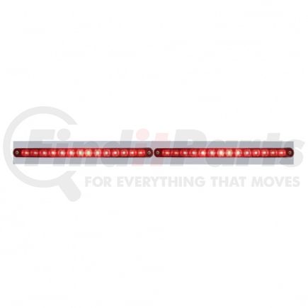 United Pacific 37217 Mud Flap Hanger - Mud Flap Plate, Top, Chrome, with Two 14 LED 12" Light Bars, Red LED/Red Lens