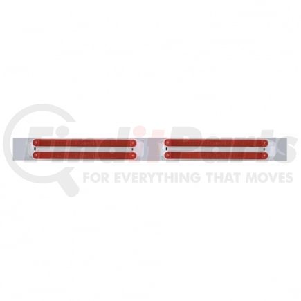 United Pacific 37207 Mud Flap Hanger - Mud Flap Plate, Top, Chrome, with Four 10 LED 9" Light Bars, Red LED/Red Lens