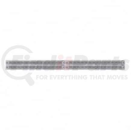 United Pacific 37223 Mud Flap Hanger - Mud Flap Plate, Top, Chrome, with Four 14 LED 12" Light Bars, Red LED/Clear Lens