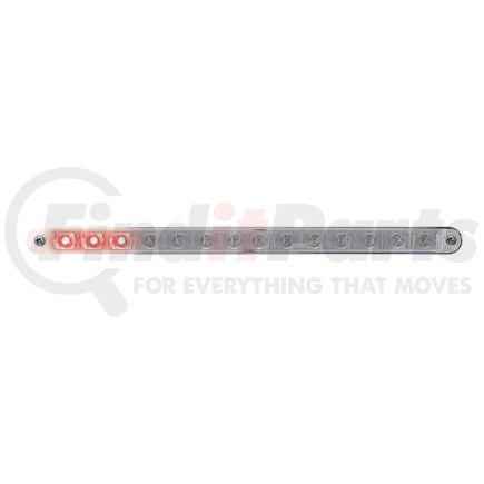 United Pacific 37525 Light Bar - Sequential, Auxiliary Light, Red LED, Clear Lens, Chrome/Plastic Housing, 14 LED Light Bar