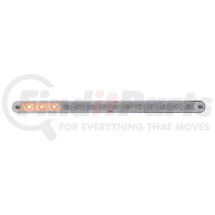 United Pacific 37524 Light Bar - Sequential, Auxiliary Light, Amber LED, Clear Lens, Chrome/Plastic Housing, 14 LED Light Bar