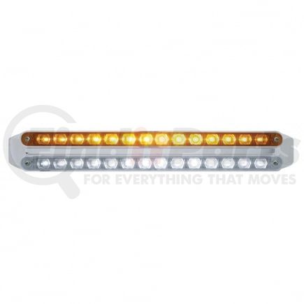 United Pacific 37671 Light Bar - LED, Auxiliary/Turn Signal Light, Amber and White LED, Amber and Clear Lens, Chrome/Plastic Housing, Dual Row, 14 LED Per Light Bar