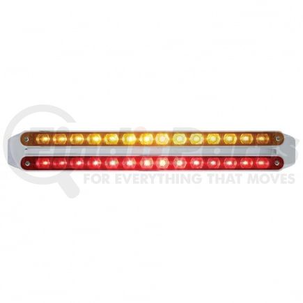 United Pacific 37669 Light Bar - LED, Stop/Turn/Tail Light, Amber and Red LED, Amber and Red Lens, Chrome/Plastic Housing, Dual Row, with Bezel, 14 LED Per Light Bar