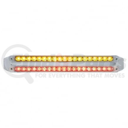 United Pacific 37683 Light Bar - LED, Reflector/Stop/Turn/Tail Light, Amber and Red LED, Clear Lens, Chrome/Plastic Housing, Dual Row, 19 LED Per Light Bar