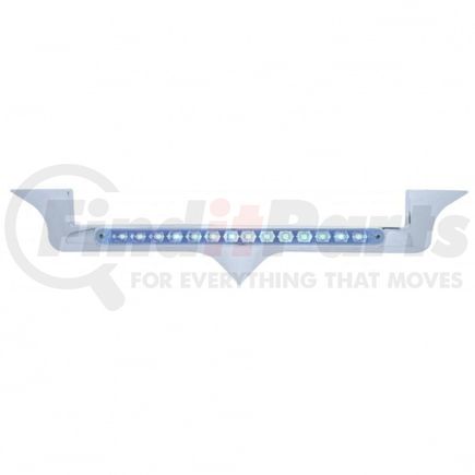 United Pacific 37822 Hood Emblem - Chrome, with 14 LED Light Bar, Blue LED/Clear Lens, for Kenworth