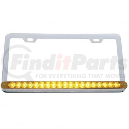 United Pacific 37946 License Plate Frame - Chrome, with 19 LED 12" Reflector Light Bar, Amber LED/Amber Lens