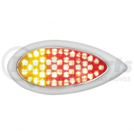 United Pacific 37964 Auxiliary Light - 51 LED Duo "Teardrop" Auxiliary/Utility Light, with Bezel, Red + Amber LED/Clear Lens