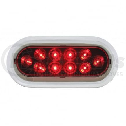 United Pacific 38141 Brake / Tail / Turn Signal Light - 6" Oval Light With Bezel, 10 LED, Red LED/Lens